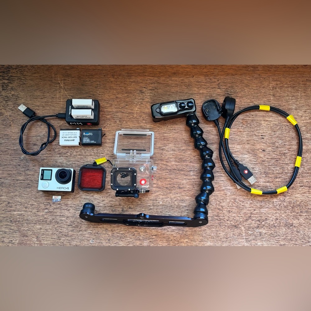GoPro 4 with underwater set up case and accessories
